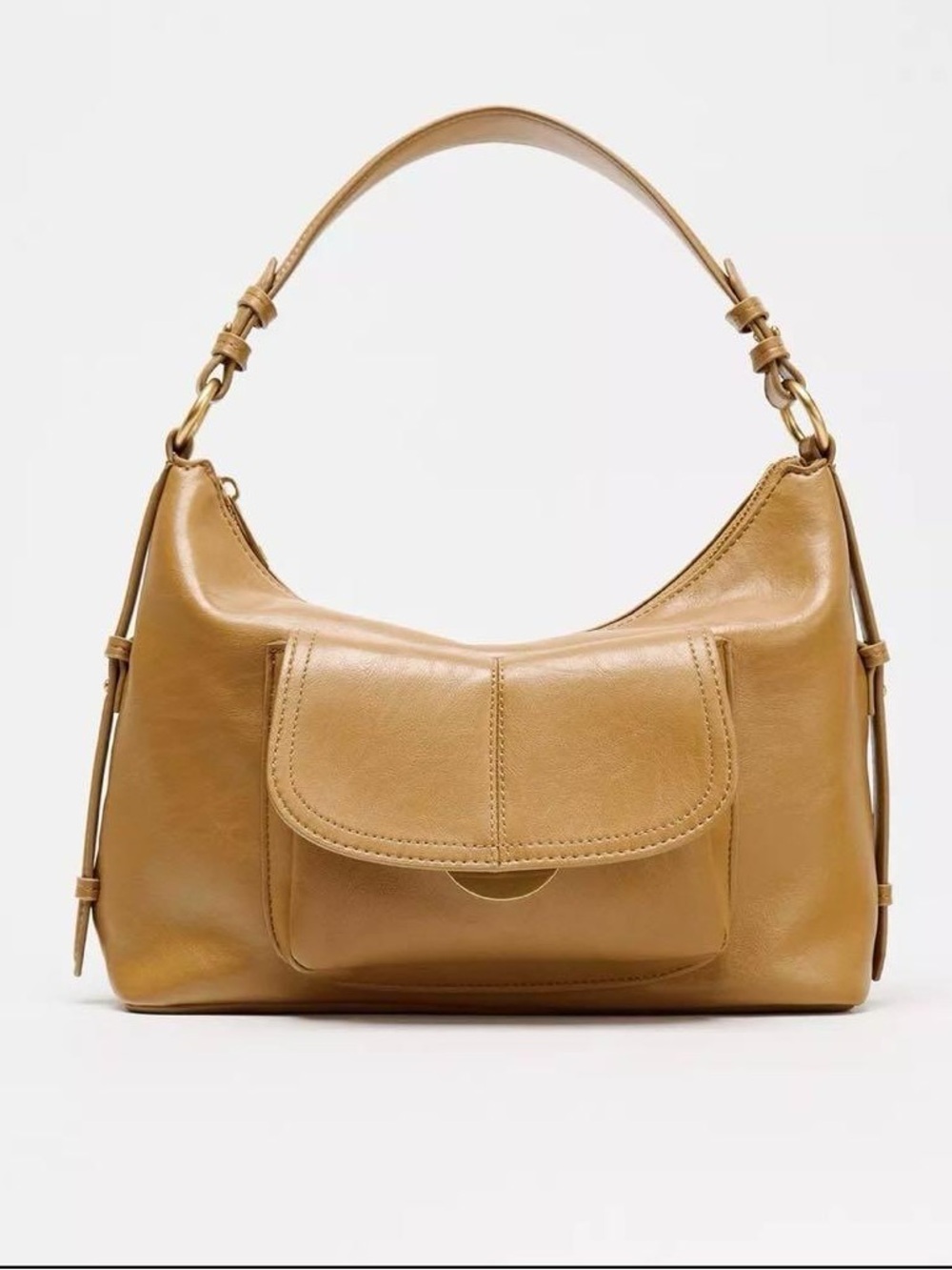 Zara Cognac Brown Faux Leather Shoulder Bag - Picture 1 of 16